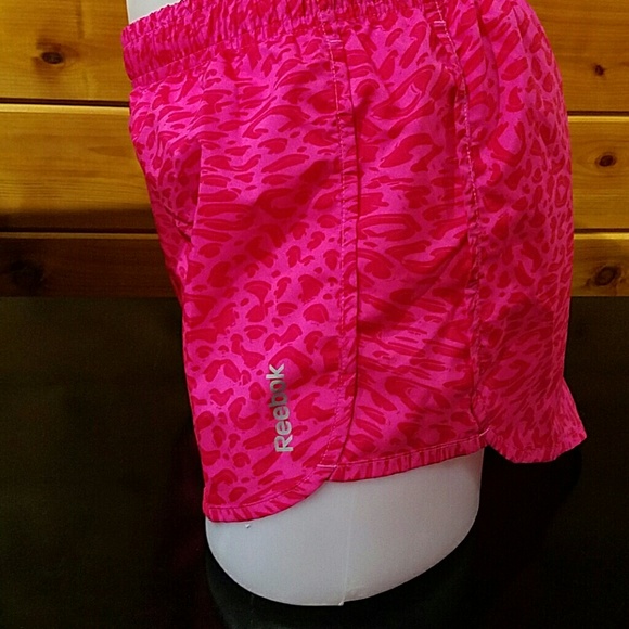 Pink Cheetah Print Reebok Work Out Shorts - Picture 2 of 3
