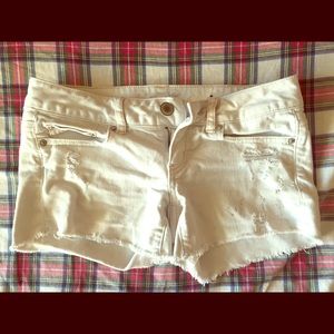 White Destroyed Shorts