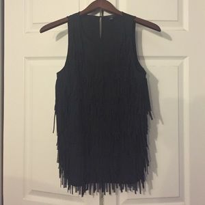 Ann Taylor black fringe top