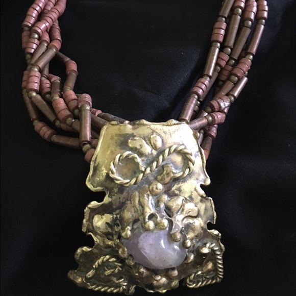 Artist prong set Lavender Jasper Cabochon NECKLACE - Picture 1 of 4