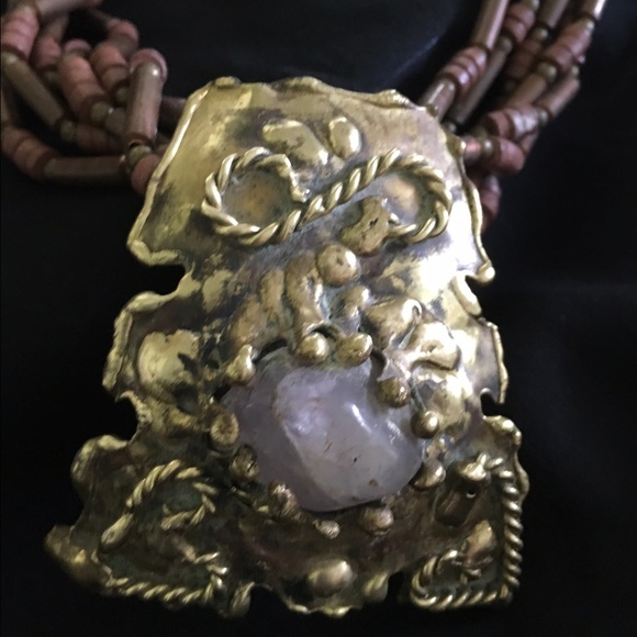 Artist prong set Lavender Jasper Cabochon NECKLACE - Picture 2 of 4