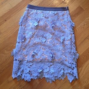 DO + BE midi skirt, cream and light blue lace