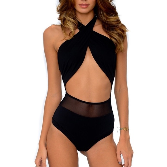*NWOT* Del Mar Swimwear High Waist Black One Piece