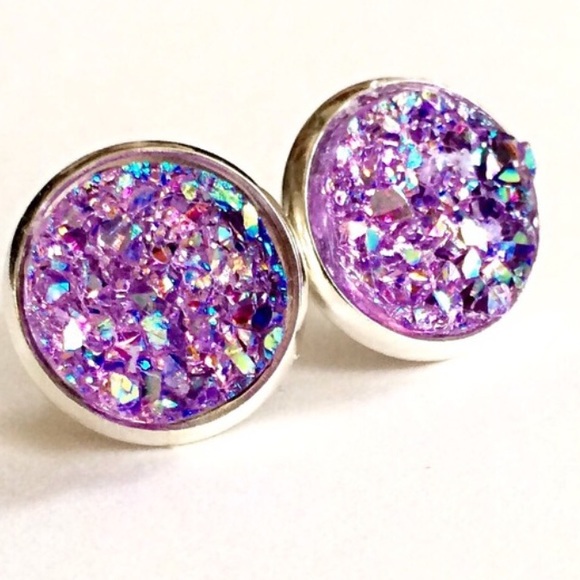 3 for 15🎀chunky light purple Druzy style earrings - Picture 4 of 7