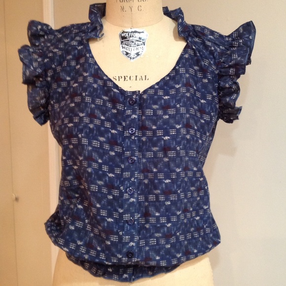 Tulle button front ruffle top. SOLD - Picture 2 of 4