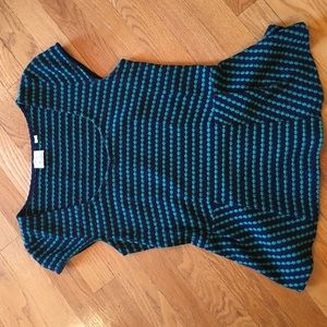 Anthropologie peplum green and navy knit top