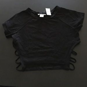 Crop top with cutout caged sides