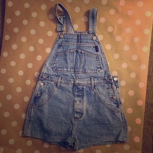 SOLD! Vintage Guess denim overall shorts
