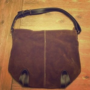 Loved, genuine suede hobo bag.