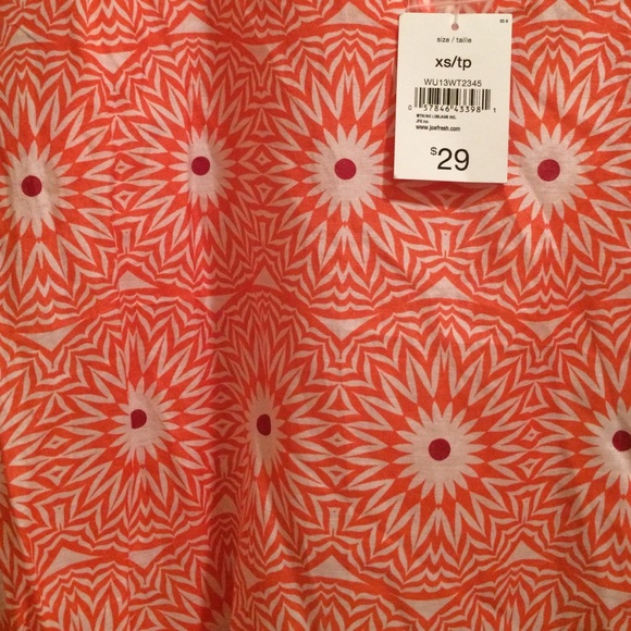 joe fresh coral & white printed tunic top xs - Picture 2 of 3