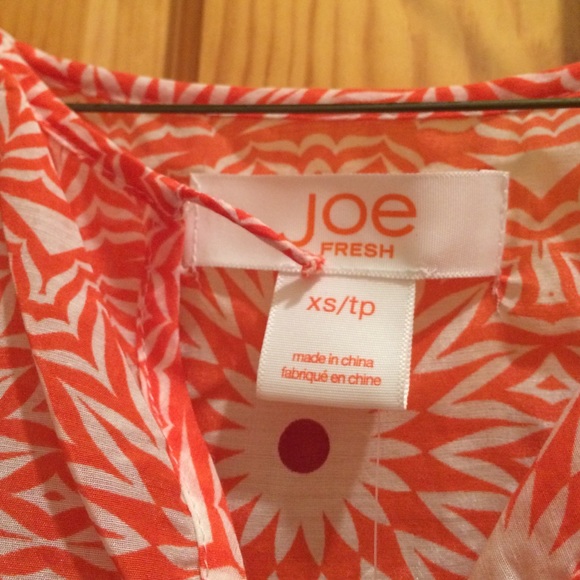 joe fresh coral & white printed tunic top xs - Picture 3 of 3