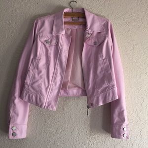Pink Faux Leather Jacket
