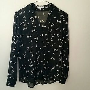 Portofino bird print dress shirt