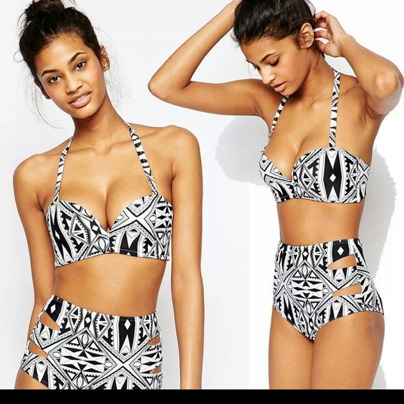 NEW Geo High waisted 2 piece bathing suit tribal