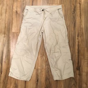 Prana Cargo Capris in Natural Khaki size Large