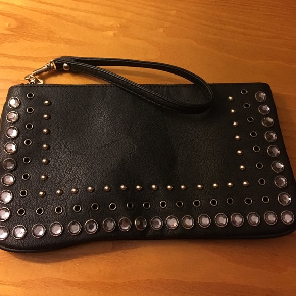 Black leather clutch