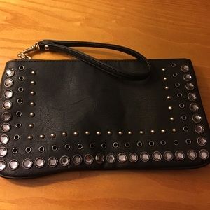 Black leather clutch