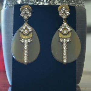 Horn And Swarovski Crystals Post Earrings