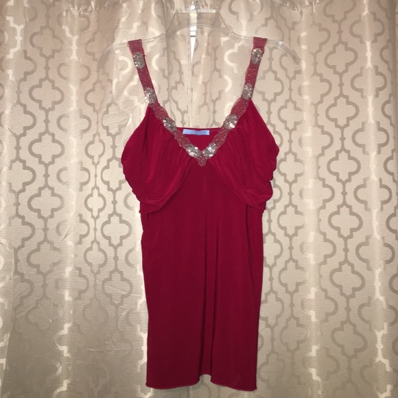 Silver & Red tank blouse