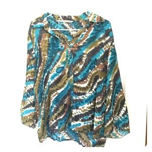 Green & brown blouse, ladies L.