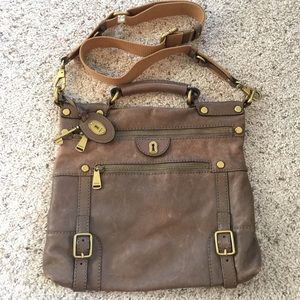 Fossil brown cross body bag