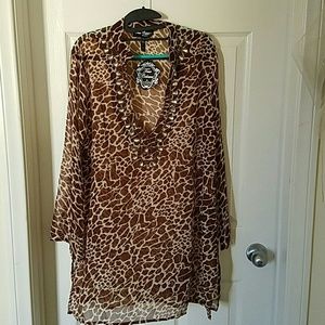 BRAND NEW!! Cheetah Print Sheer Beach Cover up