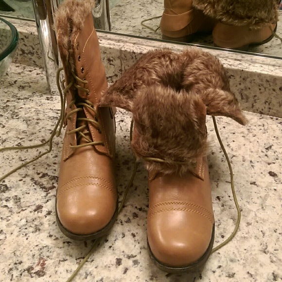 Brown combat boots