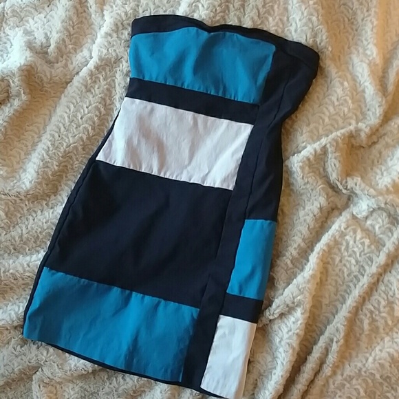 Blue and white color block dress size 11