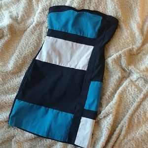 Blue and white color block dress size 11