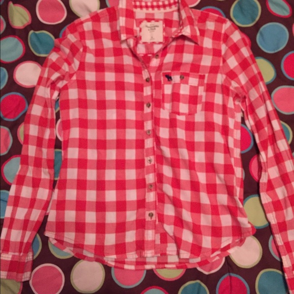 Red and White Plaid Button Up