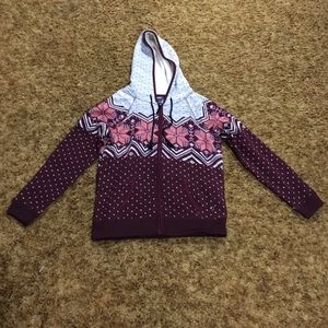 NWT American Eagle Maroon and White Fleece Hoodie