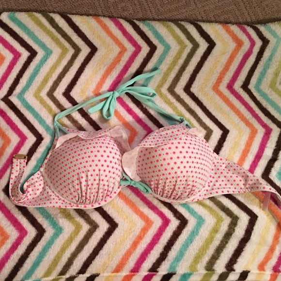 Victoria's Secret swim top 34DD push up pink teal