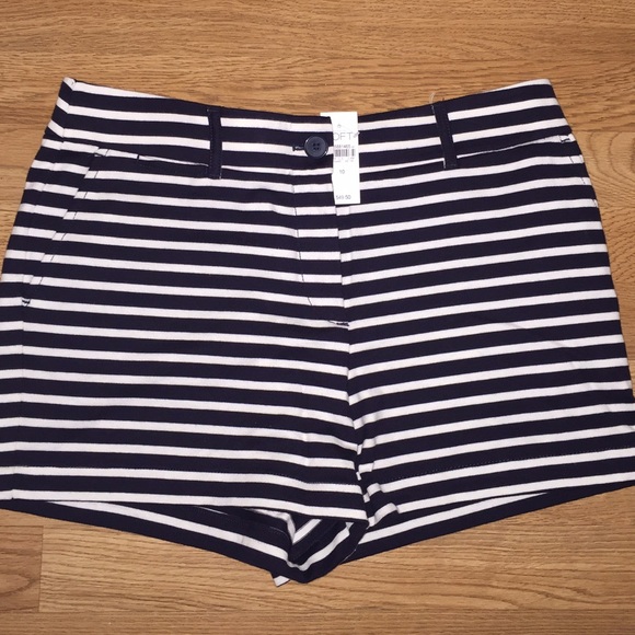 LOFT navy striped shorts