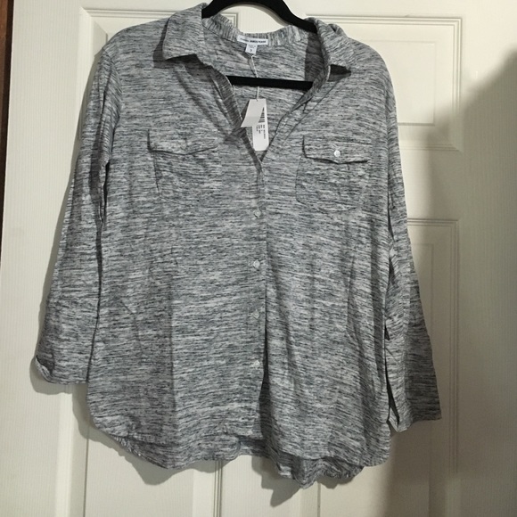 James Perse Melange Salt & pepper button up shirt - Picture 3 of 4