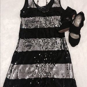 Black And Silver Sequin Dress