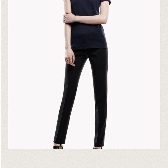 Olive colored skinny stretch trouser by Theory
