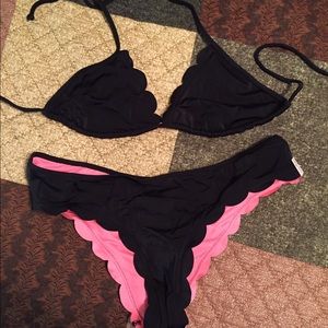 Victoria's Secret Pink black scalloped bikini.