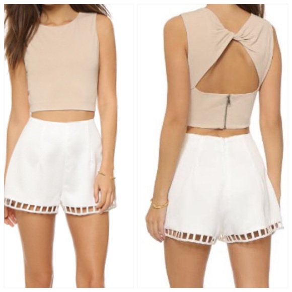 ALICE + OLIVIA TWIST BACK CREAM JERSEY CROP TOP - Picture 8 of 8