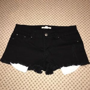 Black 5-Pocket Denim Cut Off Shorts