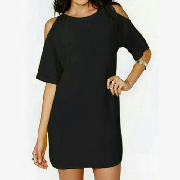 Tops - Chiffon Cold Shoulder Mini Dress