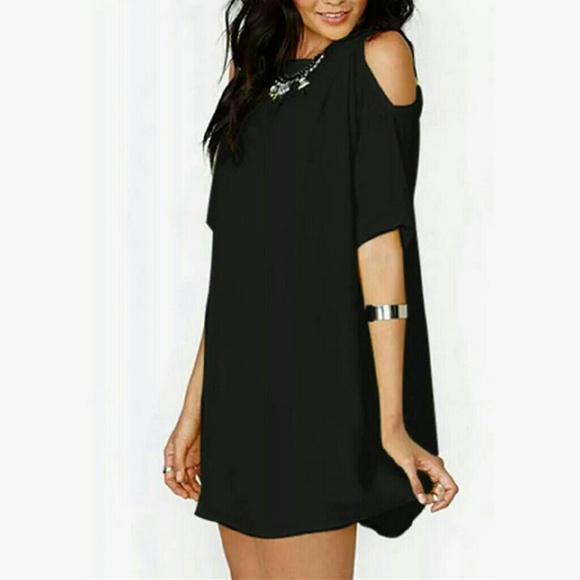 Chiffon Cold Shoulder Mini Dress - Picture 2 of 3
