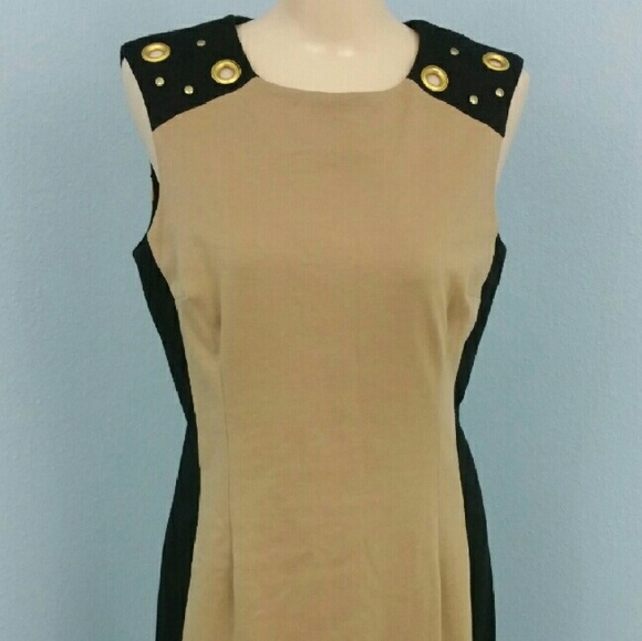 Bodycon Cocktail Dress Size 8. Black and tan