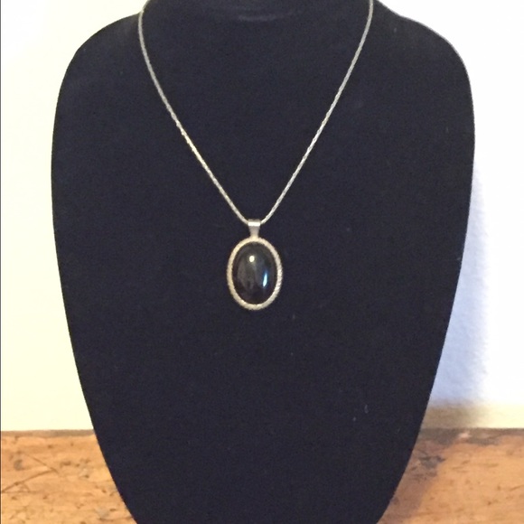 Black Pendant Silver Necklace