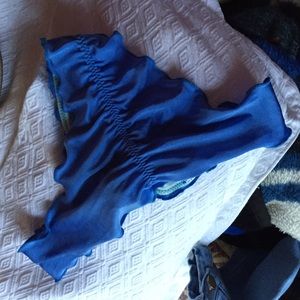 Blue scrunchy ruched bikini bottoms