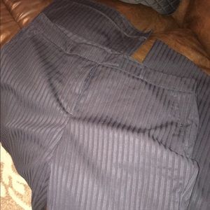 Navy blue pinstripe dress pants.