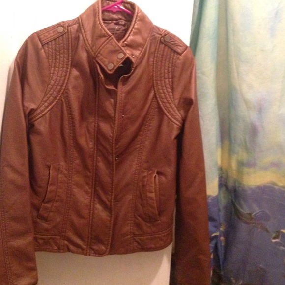 Brand new brown faux leather jacket.
