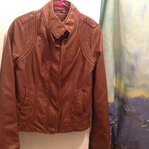 Brand new brown faux leather jacket.