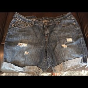 LC Distressed jean shorts