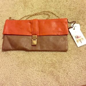 Orange & Brown Clutch Bag by Urban Expressions NWT