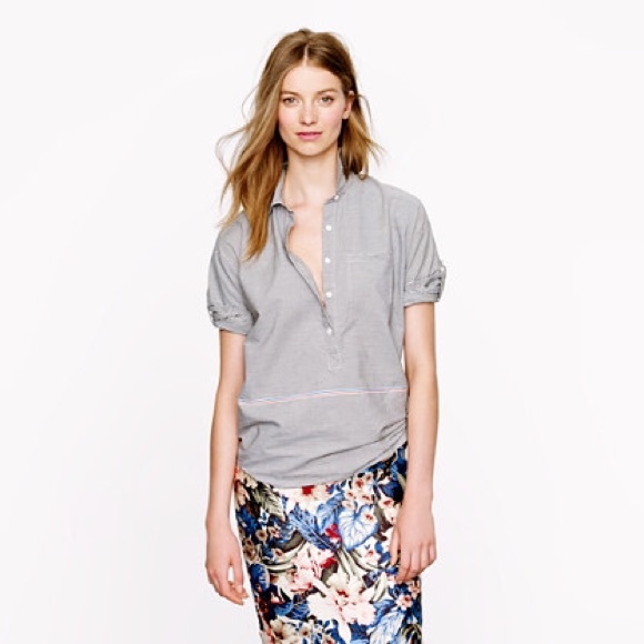 J. Crew Boyfriend Popover in Placed Stripe
